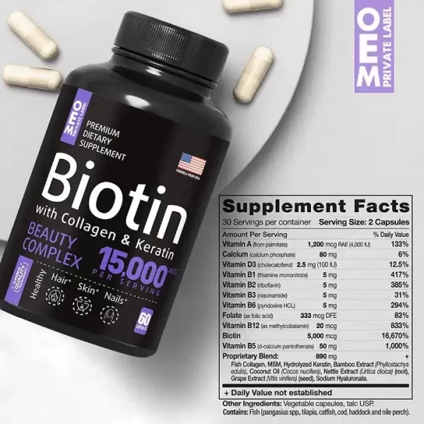 Private Label Hair Skin And Nail Supplements Biotin Capsule-4